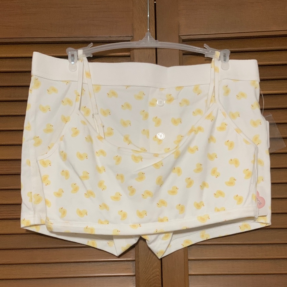 NWT Weekend Edition Rubber Ducky Bralette and Panty/Shorts Large L